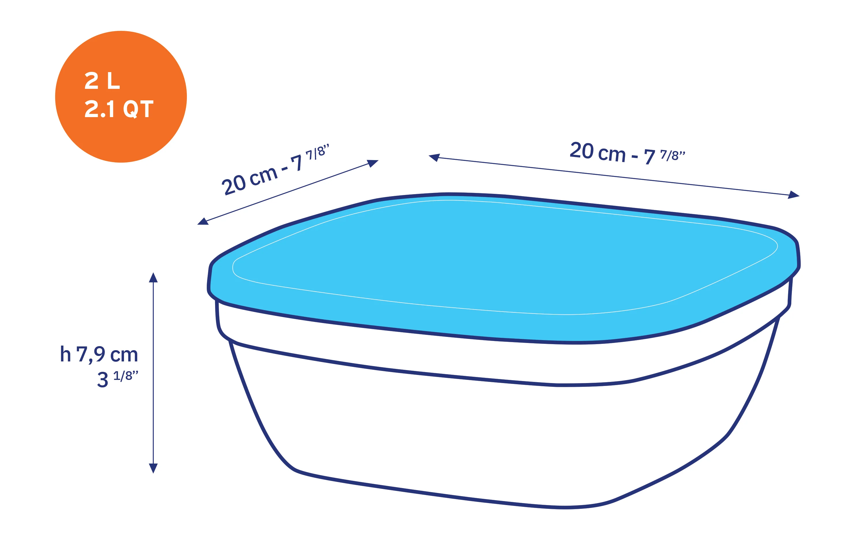Freshbox Square Storage Set - 3 Pieces (.6, 1.2, 2.1 Quart) + Lids - Final Sale - Image 4